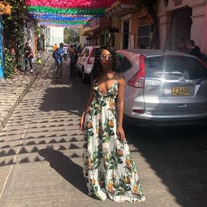 Floral Maxi Dress with Split